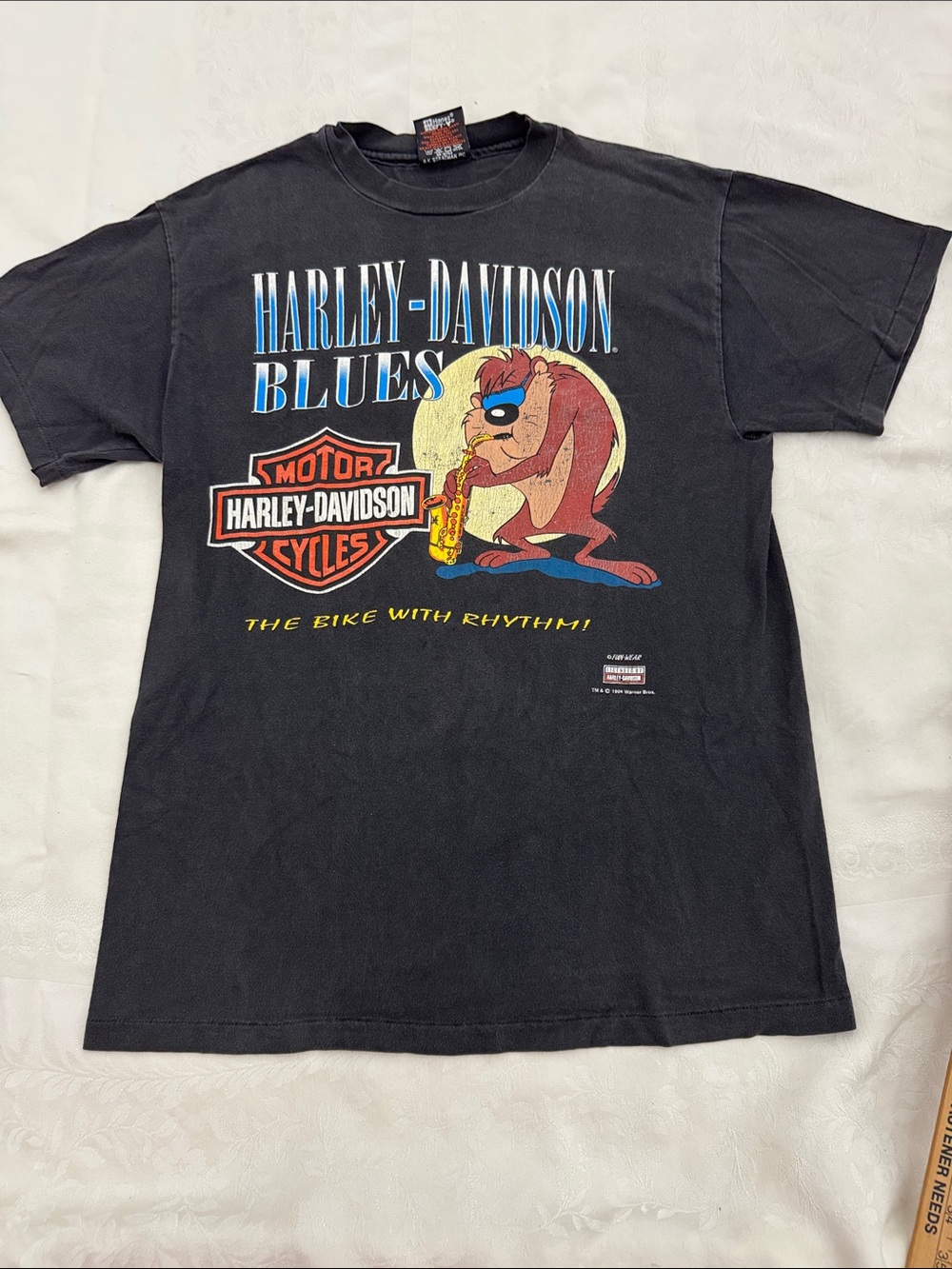 Vintage 1994 Harley-Davidson Blues Taz T-Shirt, Med single stitch (Well Worn) ml